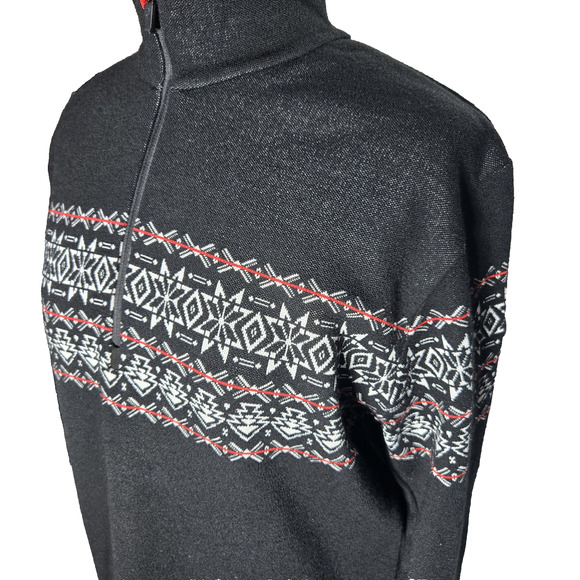 NEWLAND Sweater Womens 1/4 Zip Ski Vintage Wool Blend Made In ITALY Black Large - Picture 3 of 11